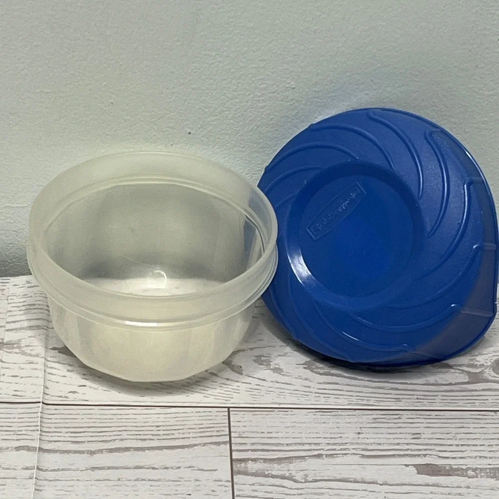 Rubbermaid Servin Saver 6.5oz 190ml Clear Bowl Blue Lid 552C 552I 3 Vintage